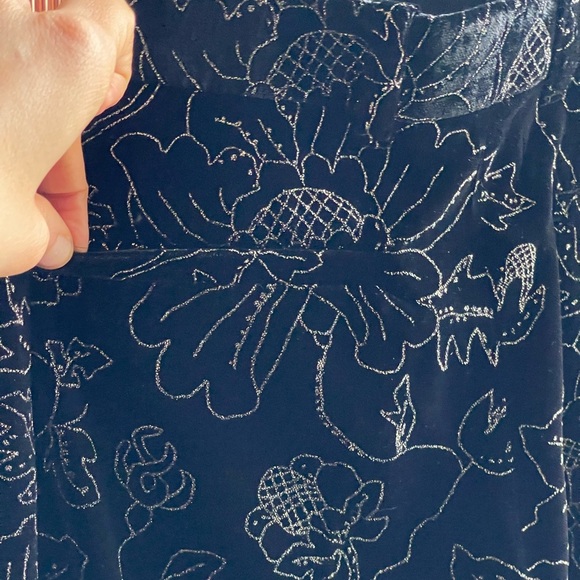 The Kooples NWT BLACK VELVET SUIT TROUSERS with Glitter Floral Print - Picture 15 of 16